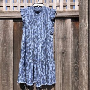 Anthropologie Jenne Tiered Dress, blue, XS
